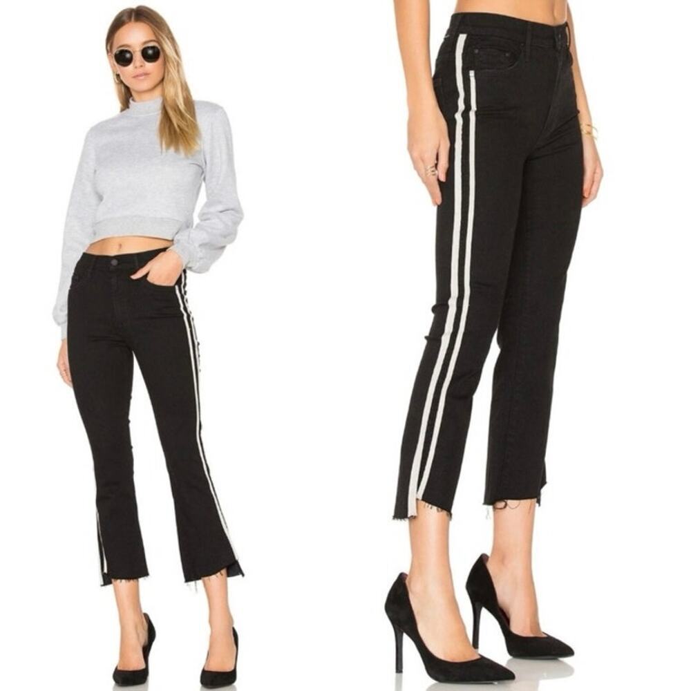 MOTHER Insider Crop Step Fray Jean in Guilty Racer Stripe Sz 27